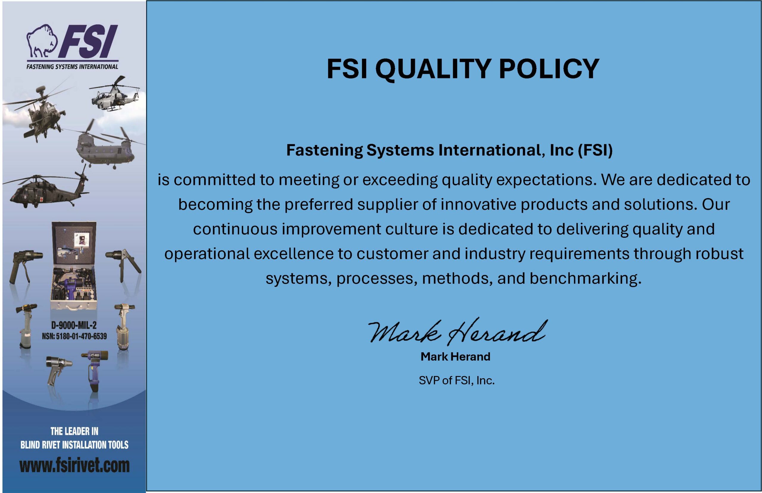 Fastening Systems International quality policy